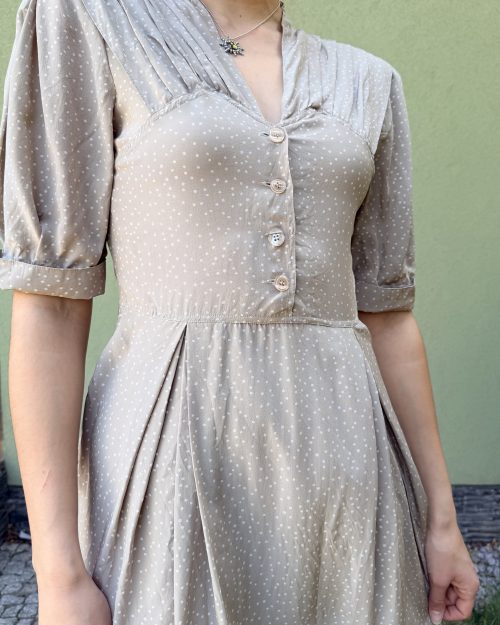 Vintage jedwabna sukienka w kropki S