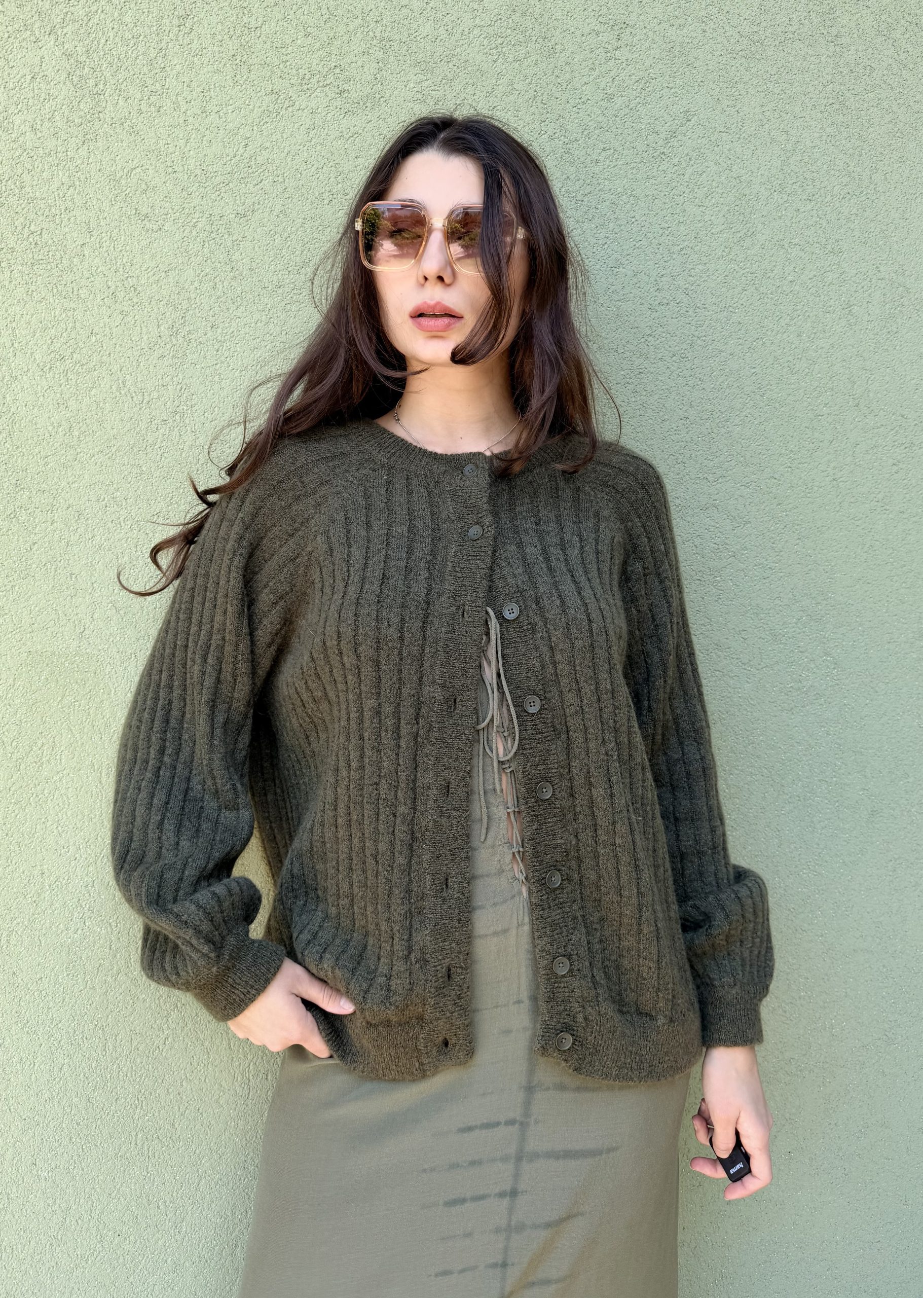 Prążkowany kardigan SELECTED FEMME wełna & moher XXXL