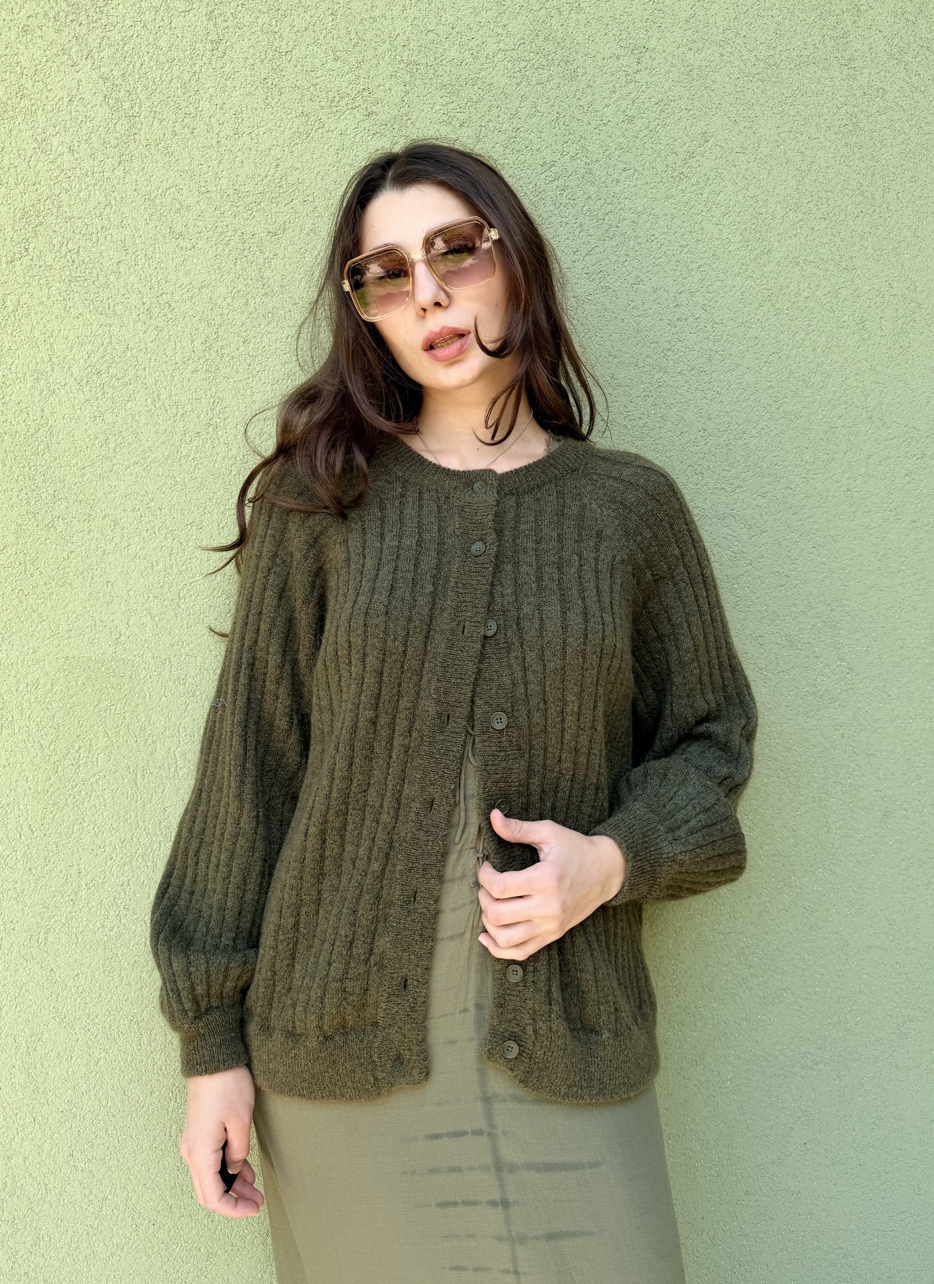 Prążkowany kardigan SELECTED FEMME wełna & moher XXXL - obrazek 4
