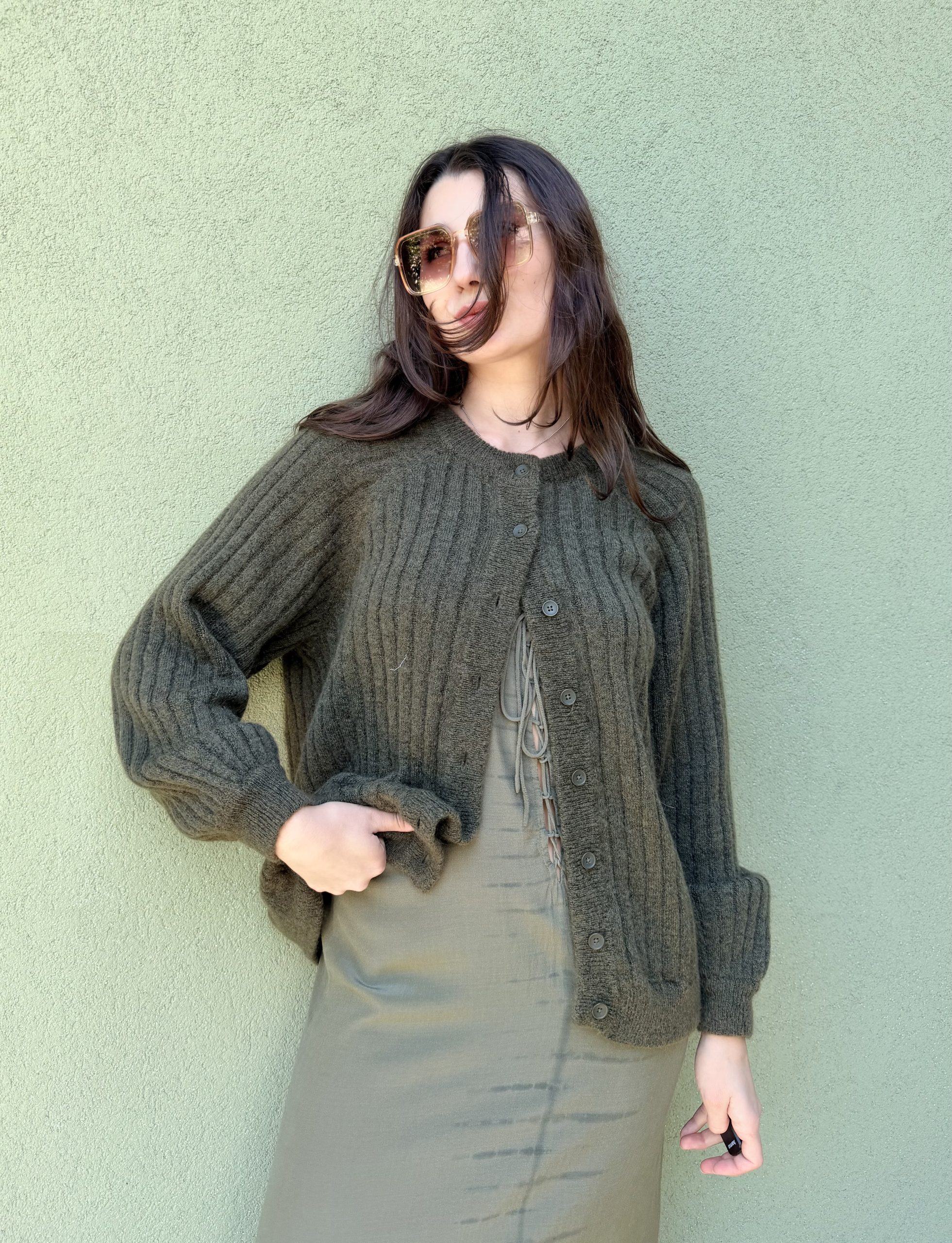 Prążkowany kardigan SELECTED FEMME wełna & moher XXXL - obrazek 5