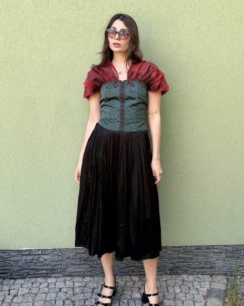 Vintage satynowa spódnica acetat & wiskoza XS