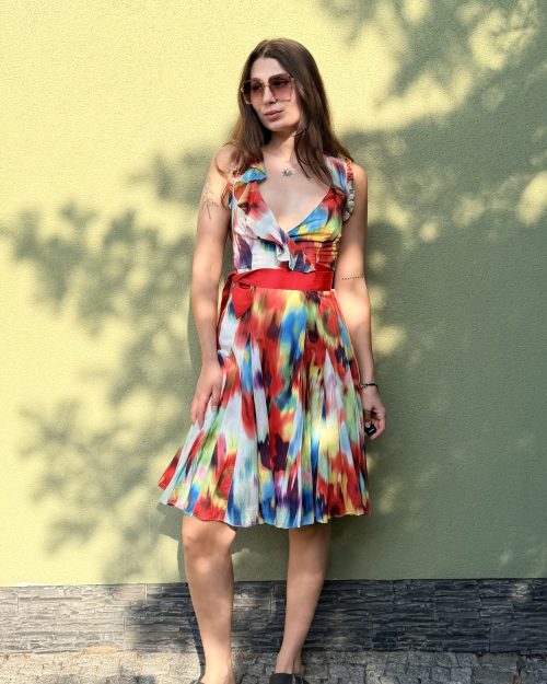 Kolorowa sukienka Ted Baker bawełna & jedwab XXS