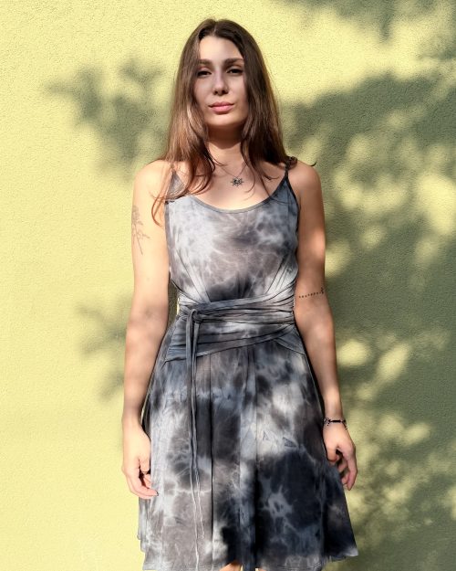 Vintage wiskozowa sukienka tie dye XL