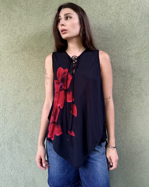 Wiskozowy asymetryczny top Desigual XL