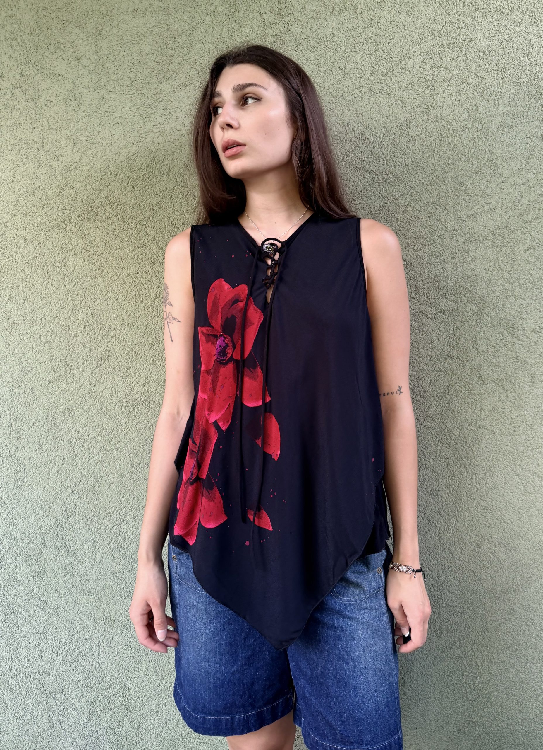 Wiskozowy asymetryczny top Desigual XL