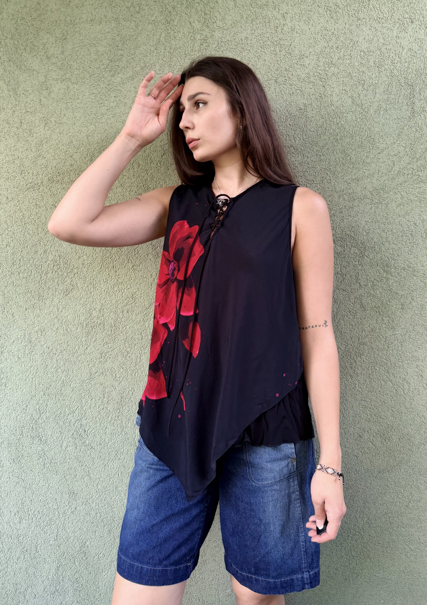 Wiskozowy asymetryczny top Desigual XL - obrazek 4