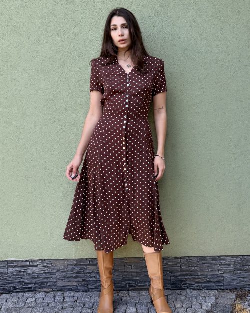 Vintage wiskozowa sukienka w kropki M