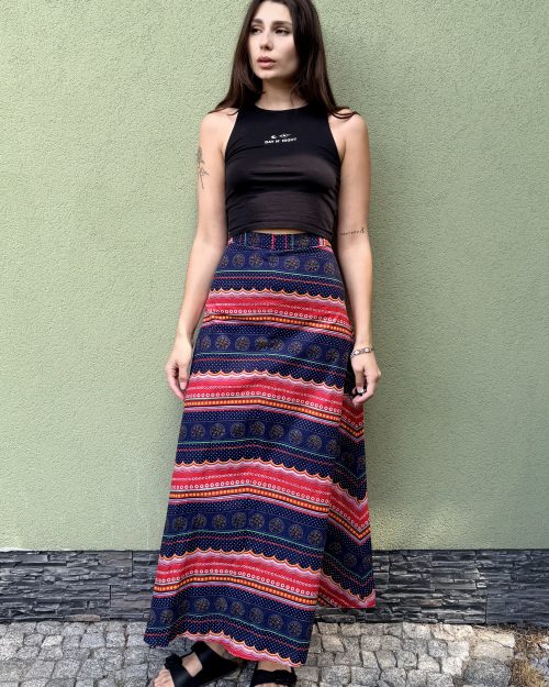 Vintage 70s bawełniana spódnica maxi XS