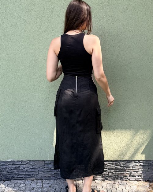 Vintage lniana spódnica z kieszeniami XS