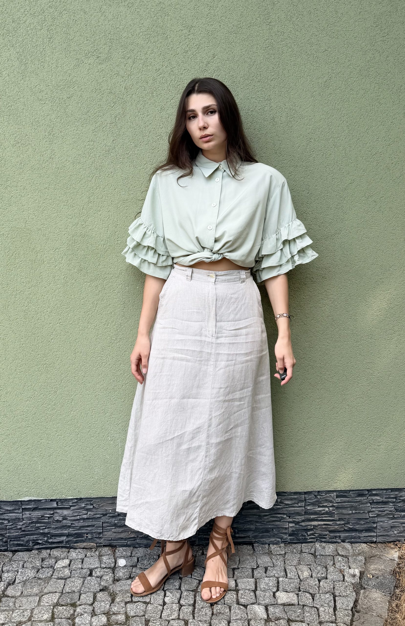 Vintage lniana spódnica Benetton S