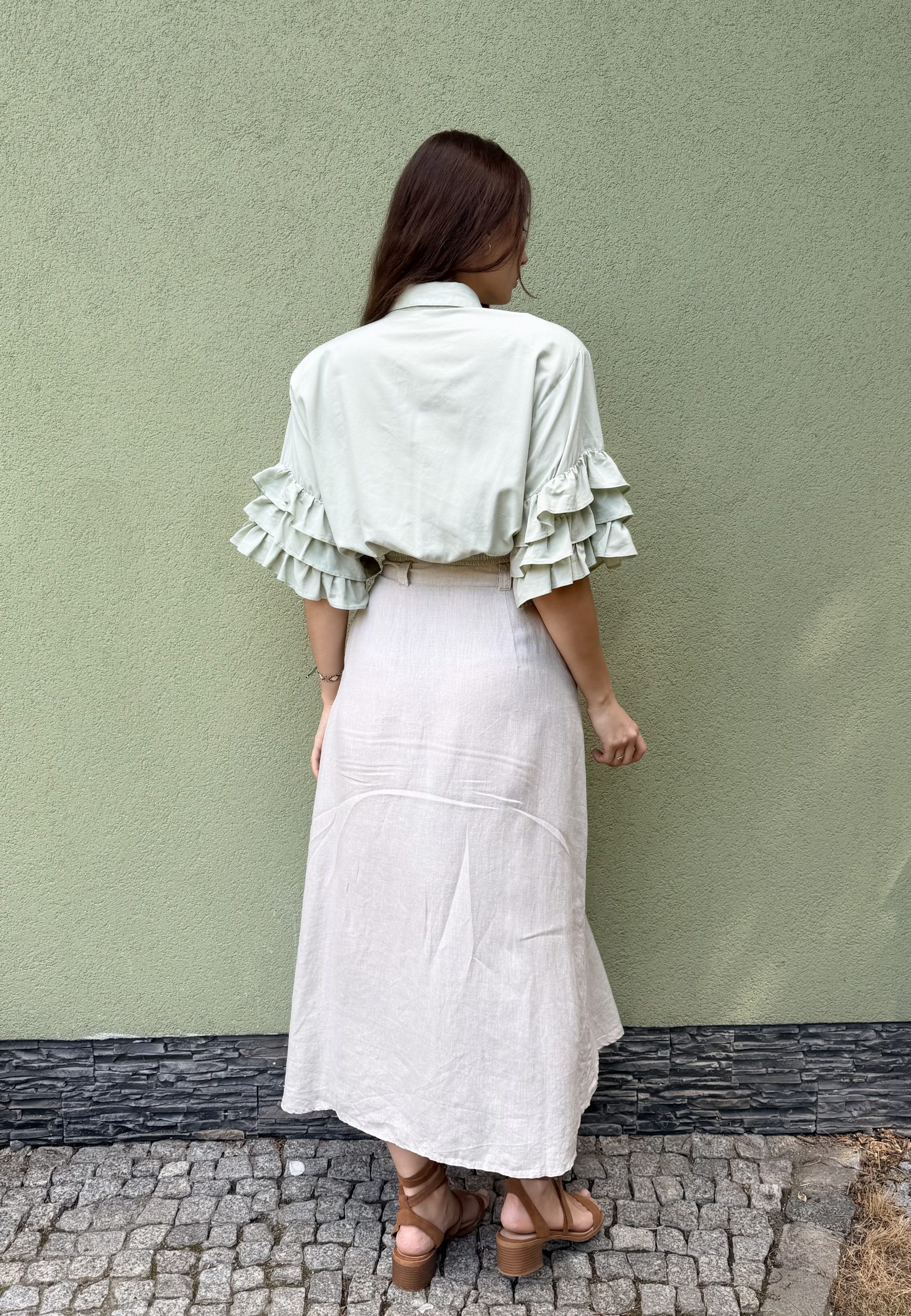 Vintage lniana spódnica Benetton S - obrazek 2