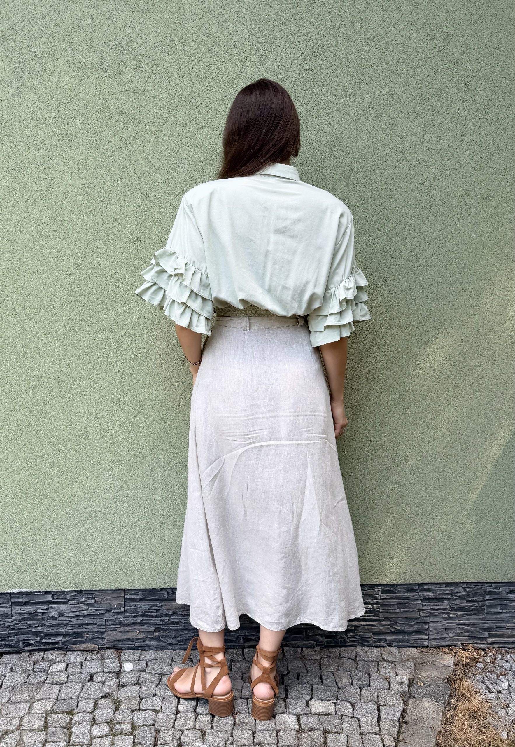 Vintage lniana spódnica Benetton S - obrazek 4