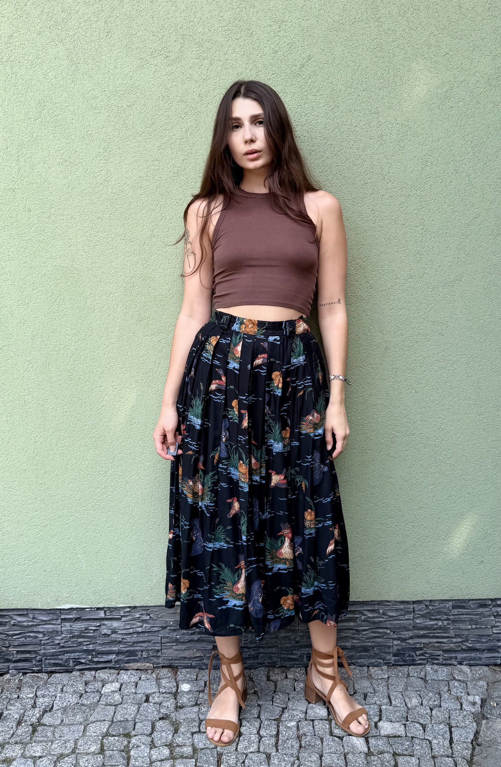 Vintage spódnica plisowana w kaczki S - obrazek 7