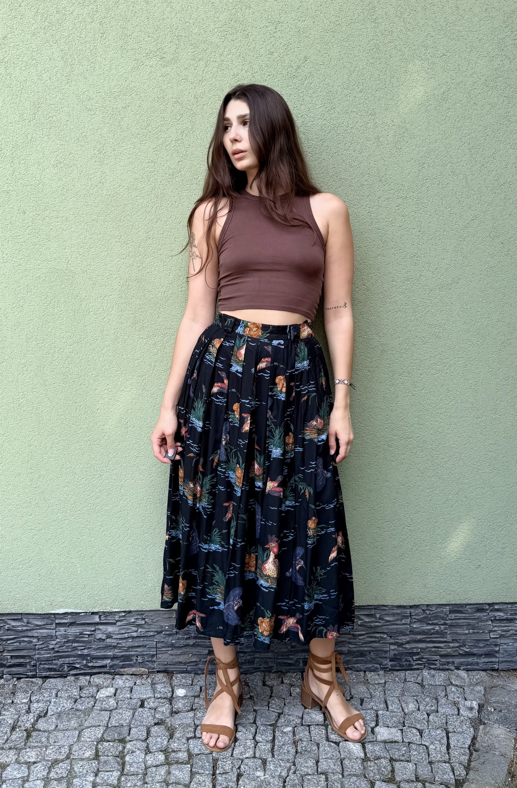 Vintage spódnica plisowana w kaczki S - obrazek 6