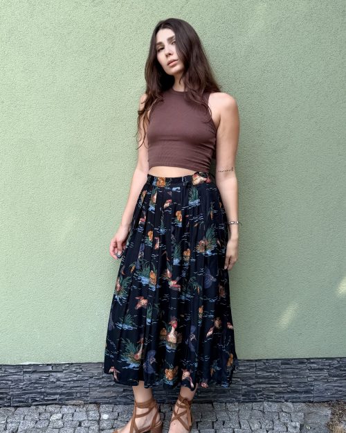 Vintage spódnica plisowana w kaczki S
