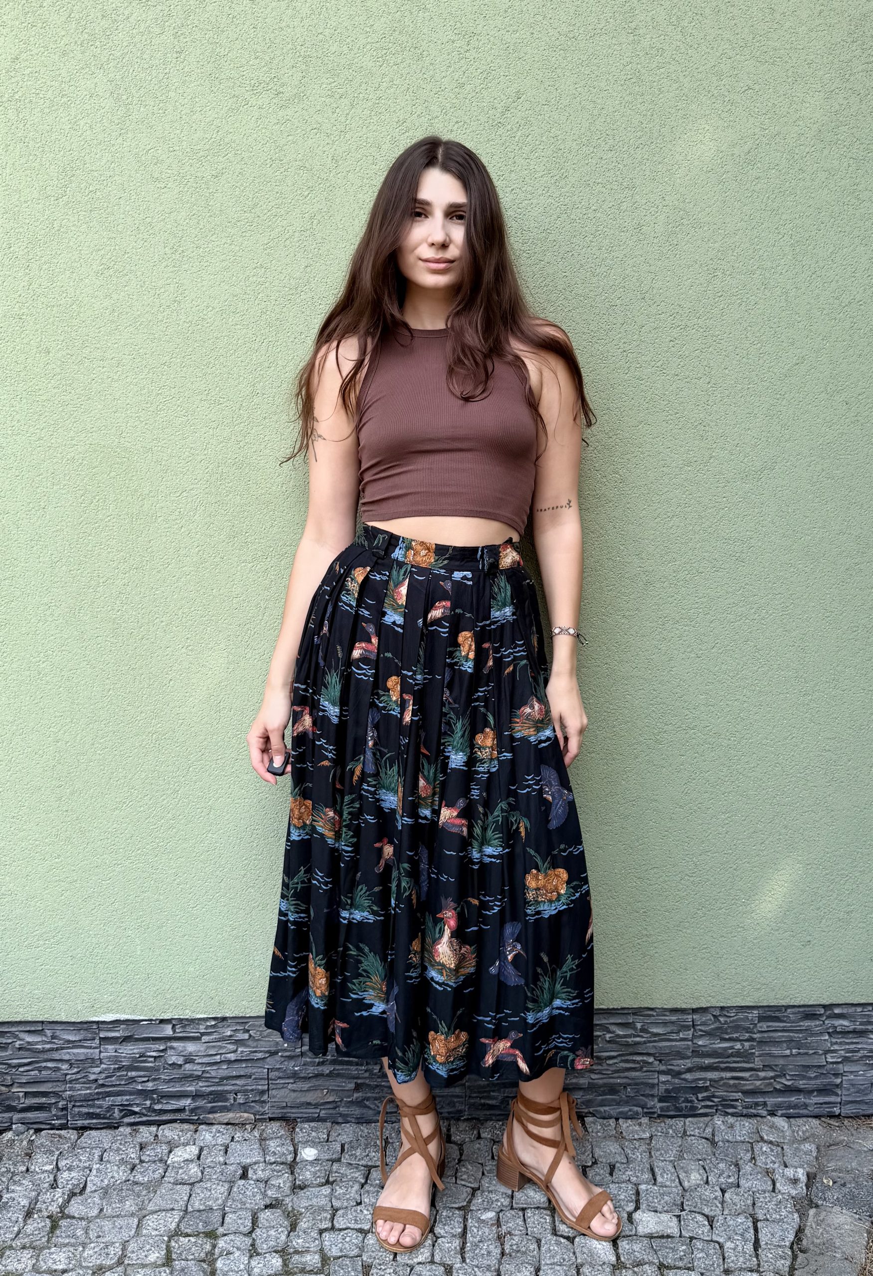 Vintage spódnica plisowana w kaczki S - obrazek 8