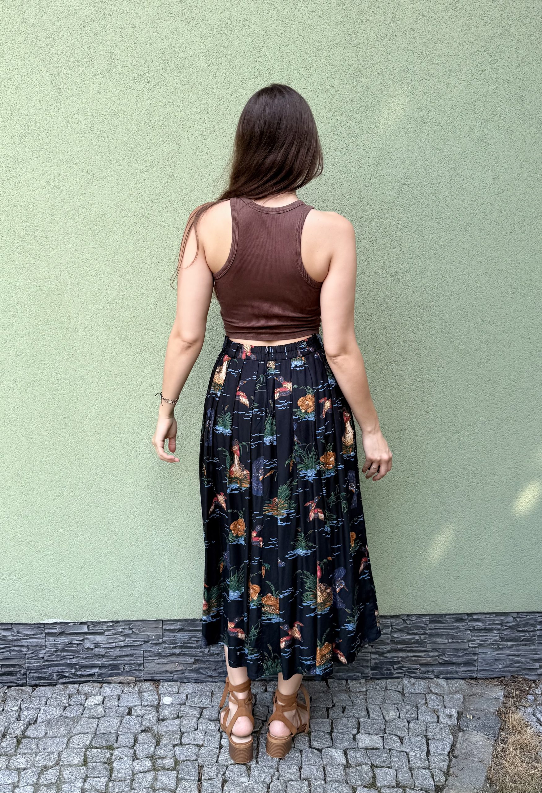 Vintage spódnica plisowana w kaczki S - obrazek 3