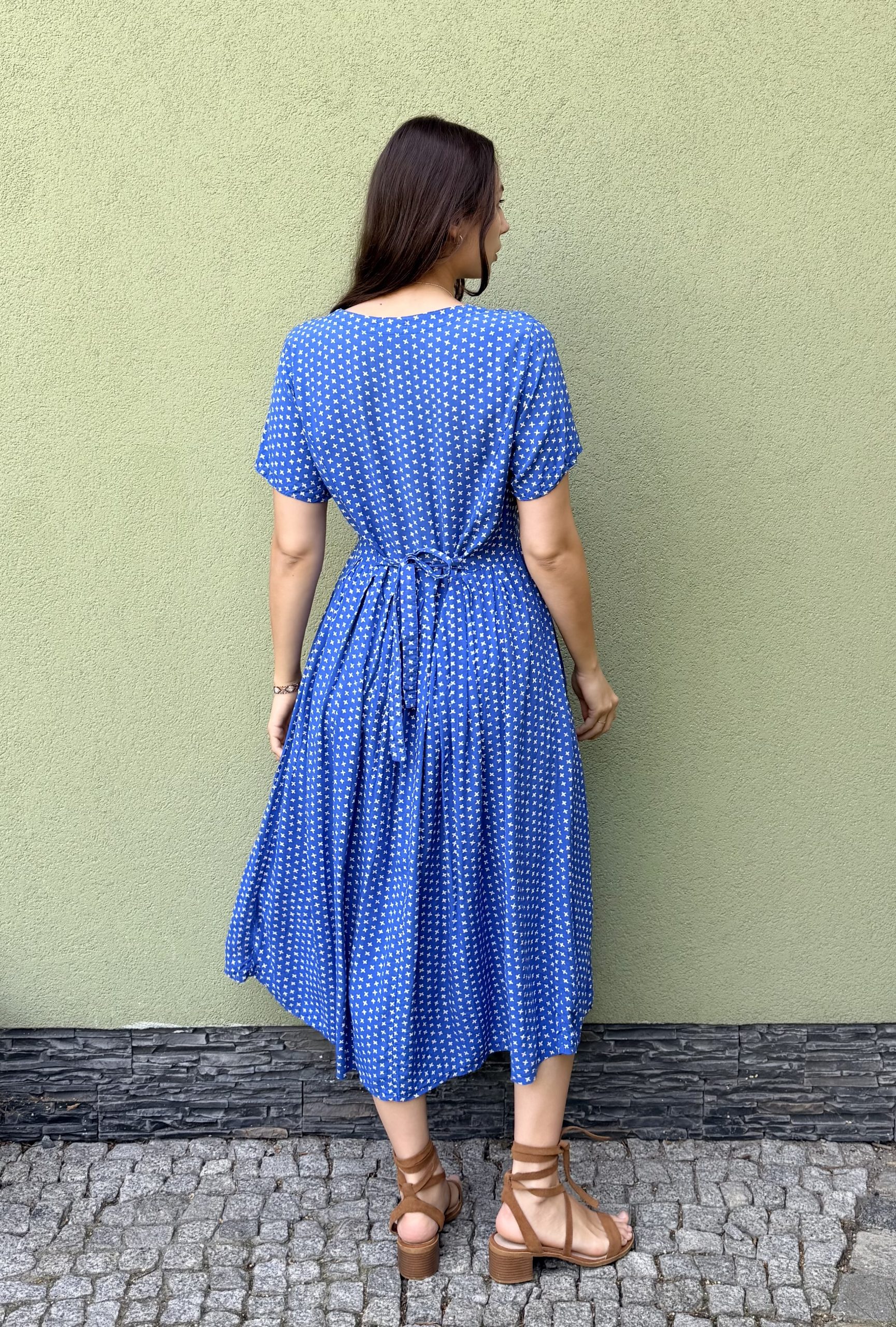 Vintage wiskozowa sukienka w drobne kwiaty M - obrazek 5