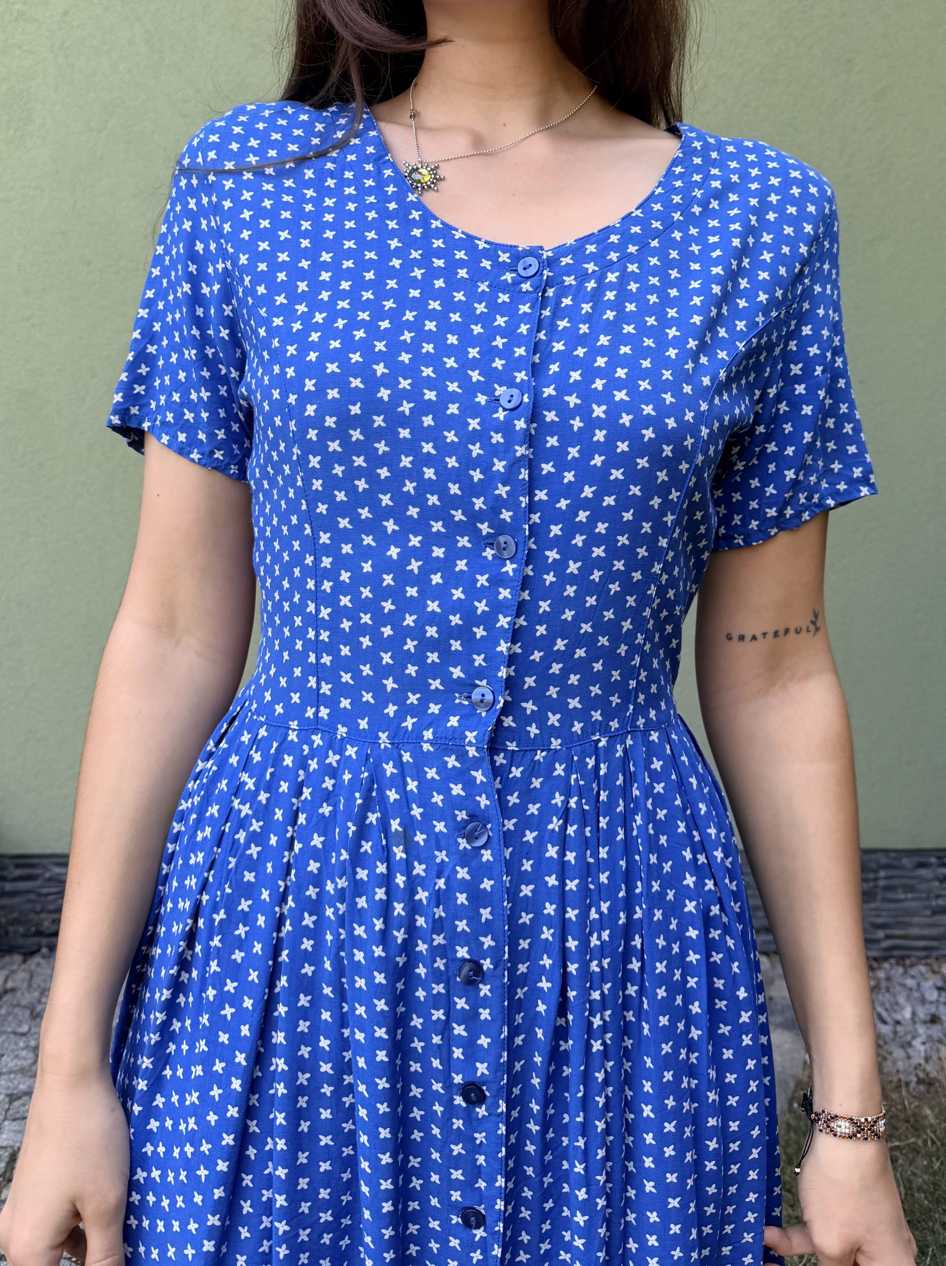 Vintage wiskozowa sukienka w drobne kwiaty M - obrazek 3