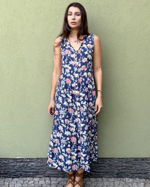 Vintage wiskozowa sukienka w kwiaty L