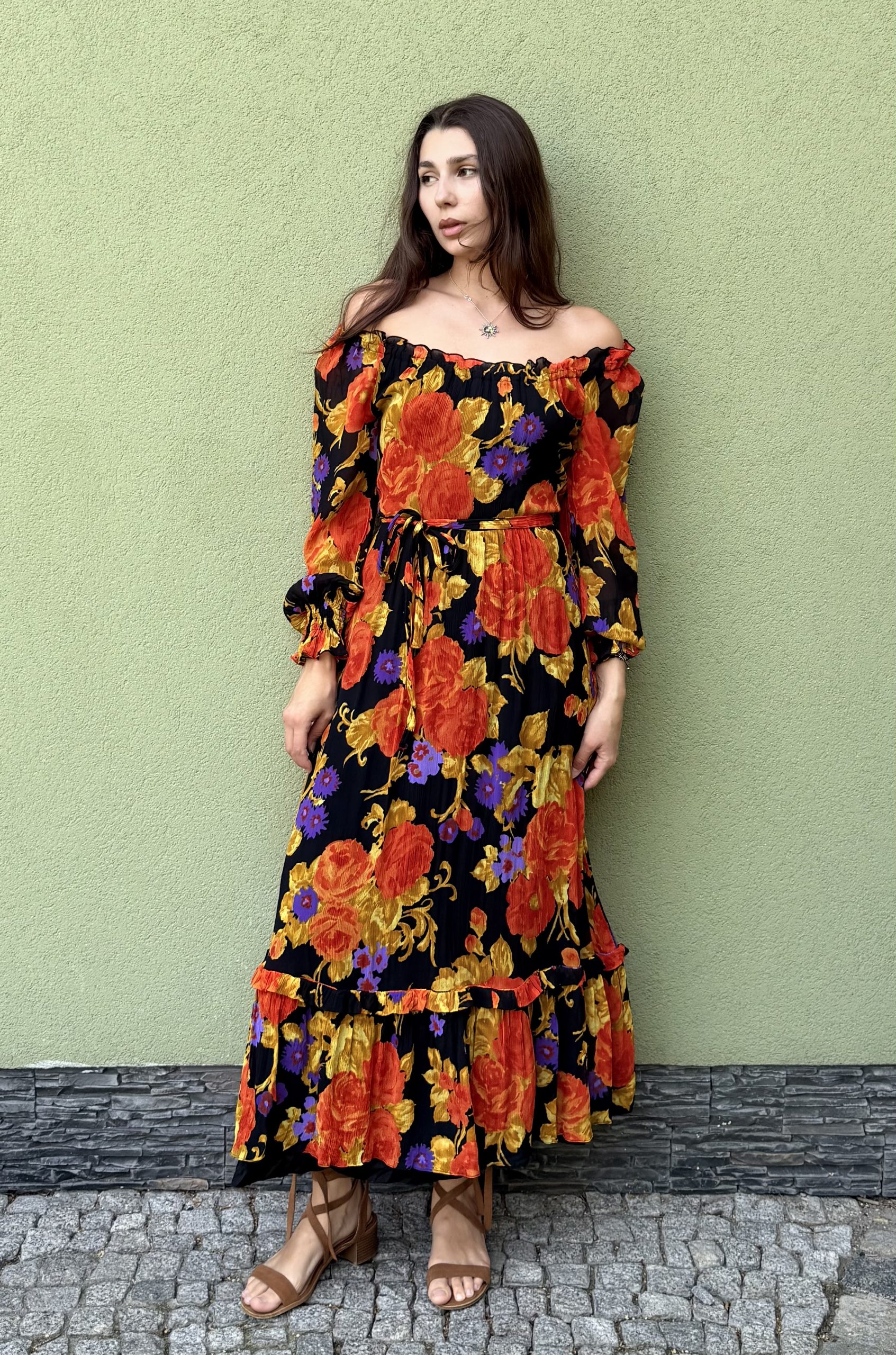Vintage Vera Mont wiskozowa sukienka w kwiaty M - obrazek 6
