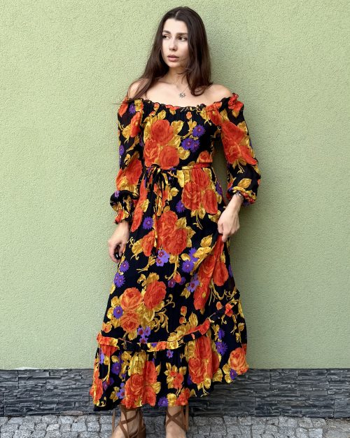 Vintage Vera Mont wiskozowa sukienka w kwiaty M