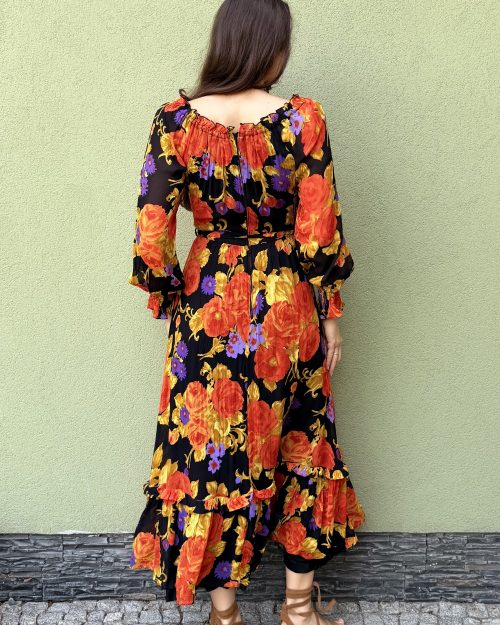 Vintage Vera Mont wiskozowa sukienka w kwiaty M