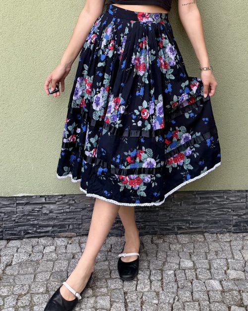 Vintage bawełniana spódnica w kwiaty L