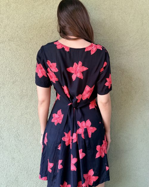 Vintage wiskozowa sukienka w kwiaty L