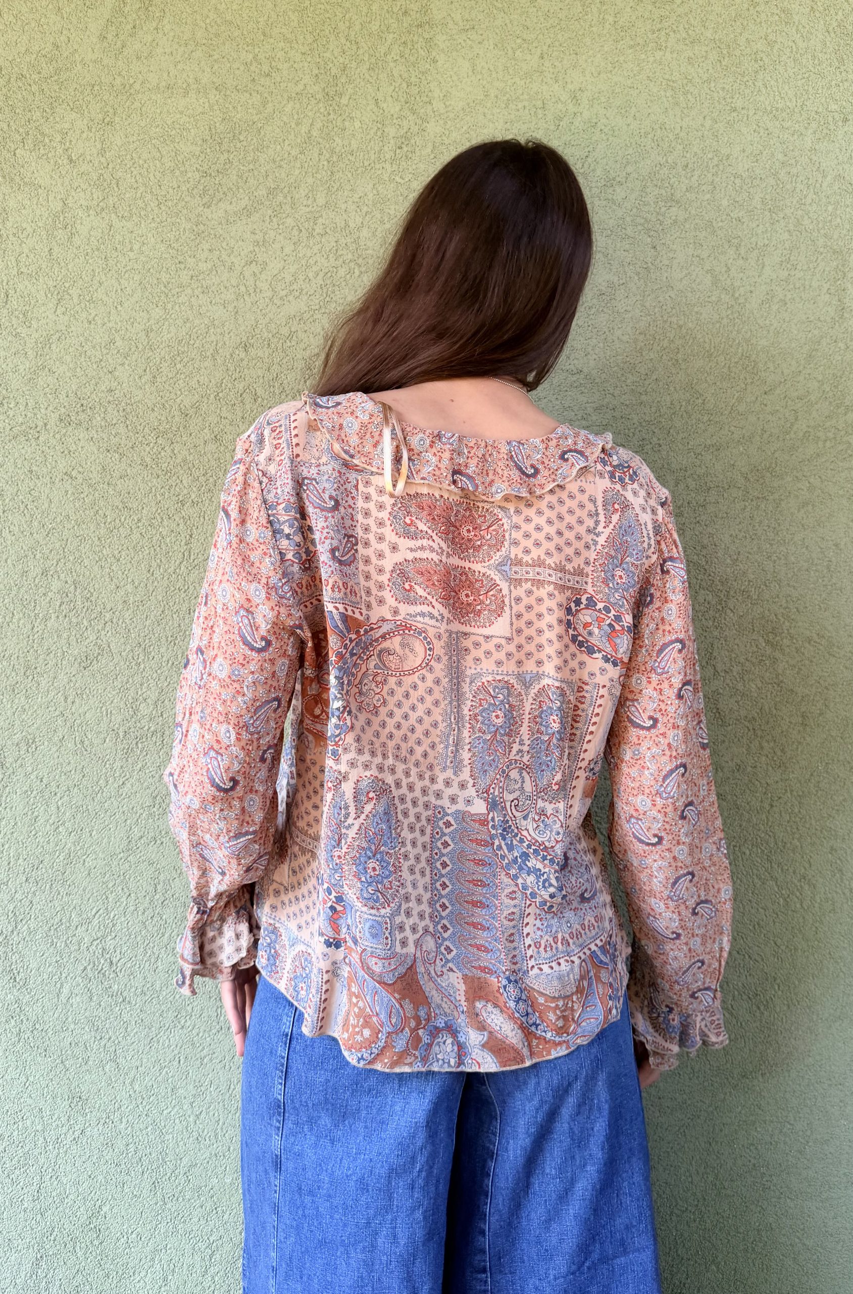 Vintage wiskozowa bluzka z falbankami L/XL - obrazek 7