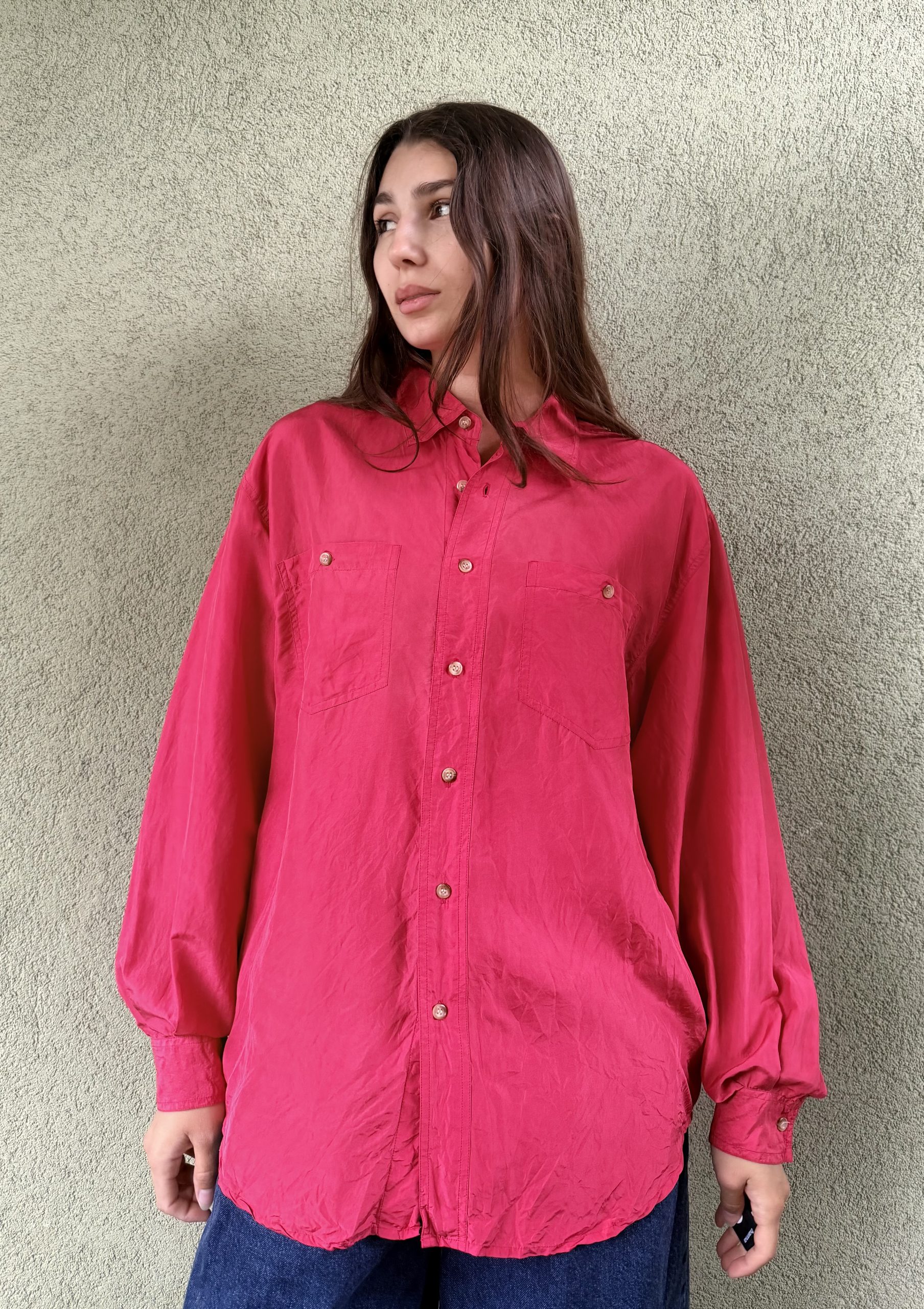 Vintage jedwabna koszula L/XL - obrazek 4