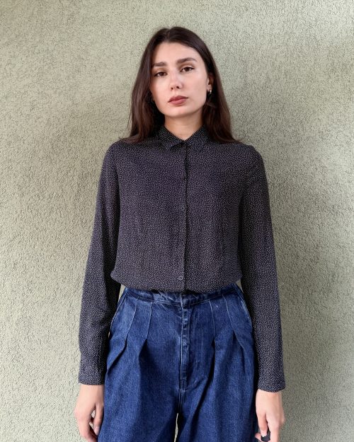 Vintage miękka wiskozowa koszula w kropki L