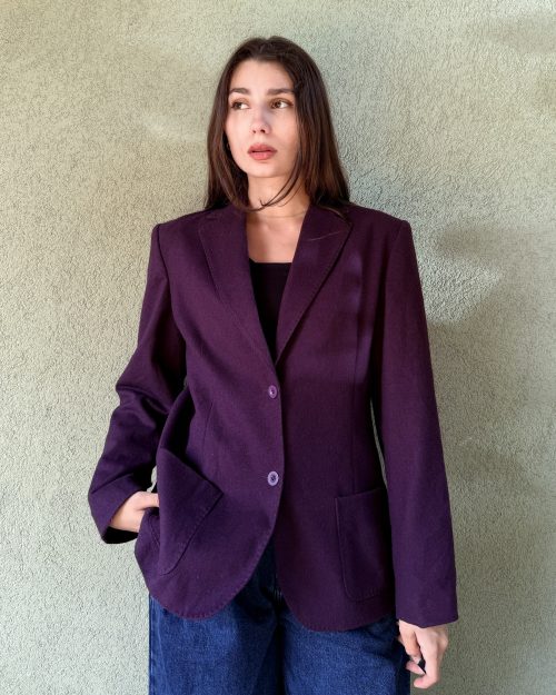 Vintage wełniana klasyczna marynarka L