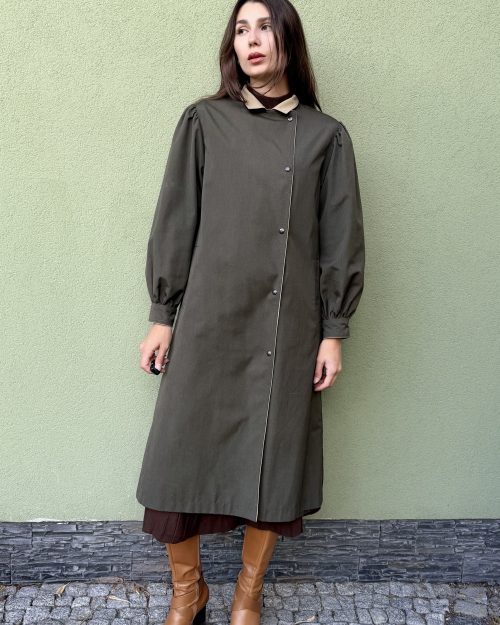 Vintage klasyczny płaszcz khaki S/M