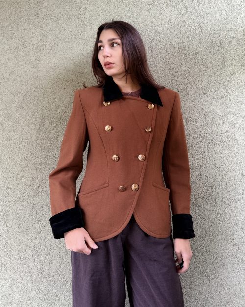 Vintage wełniany płaszcz dwurzędowy Guy Laroche M