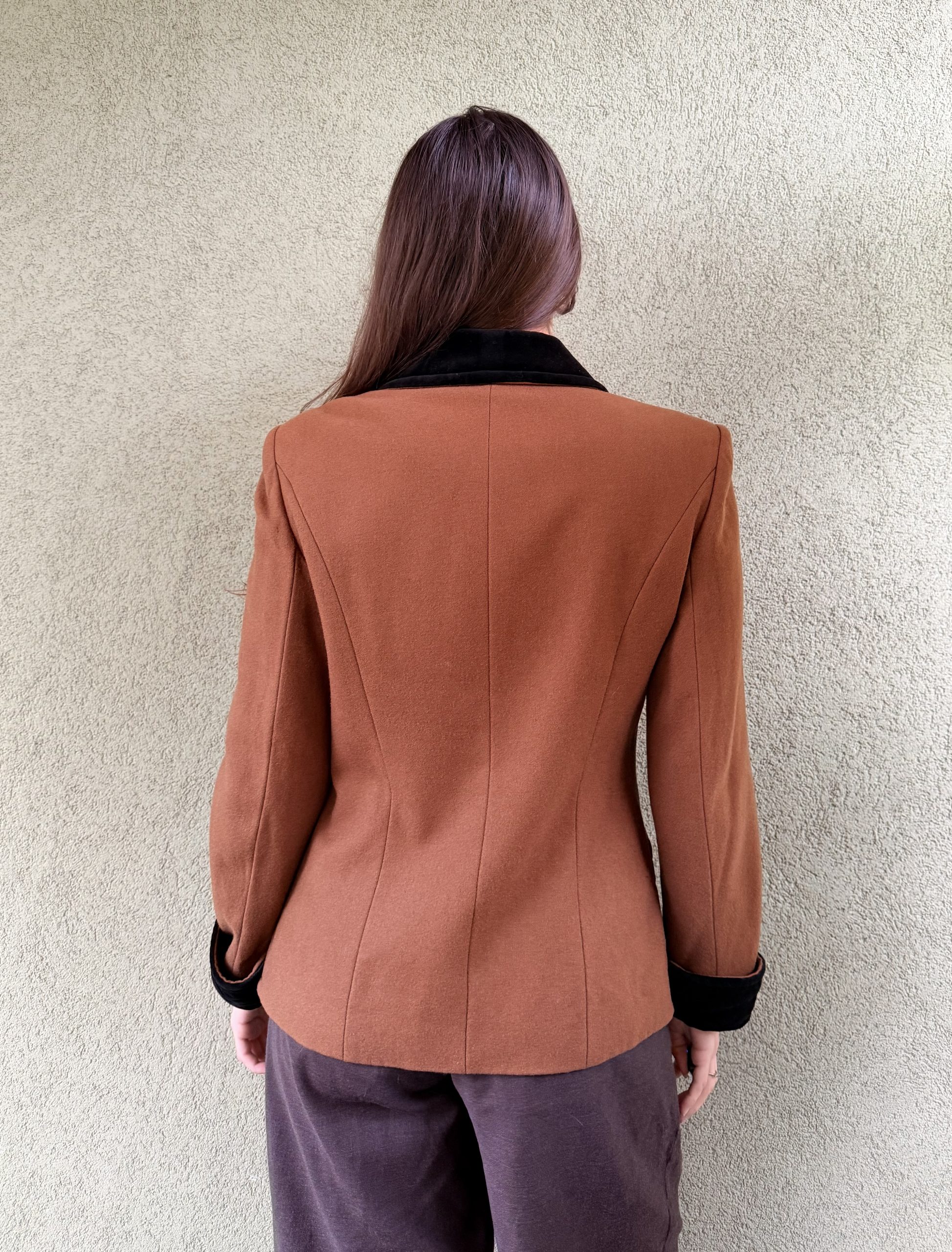 Vintage wełniany płaszcz dwurzędowy Guy Laroche M - obrazek 2