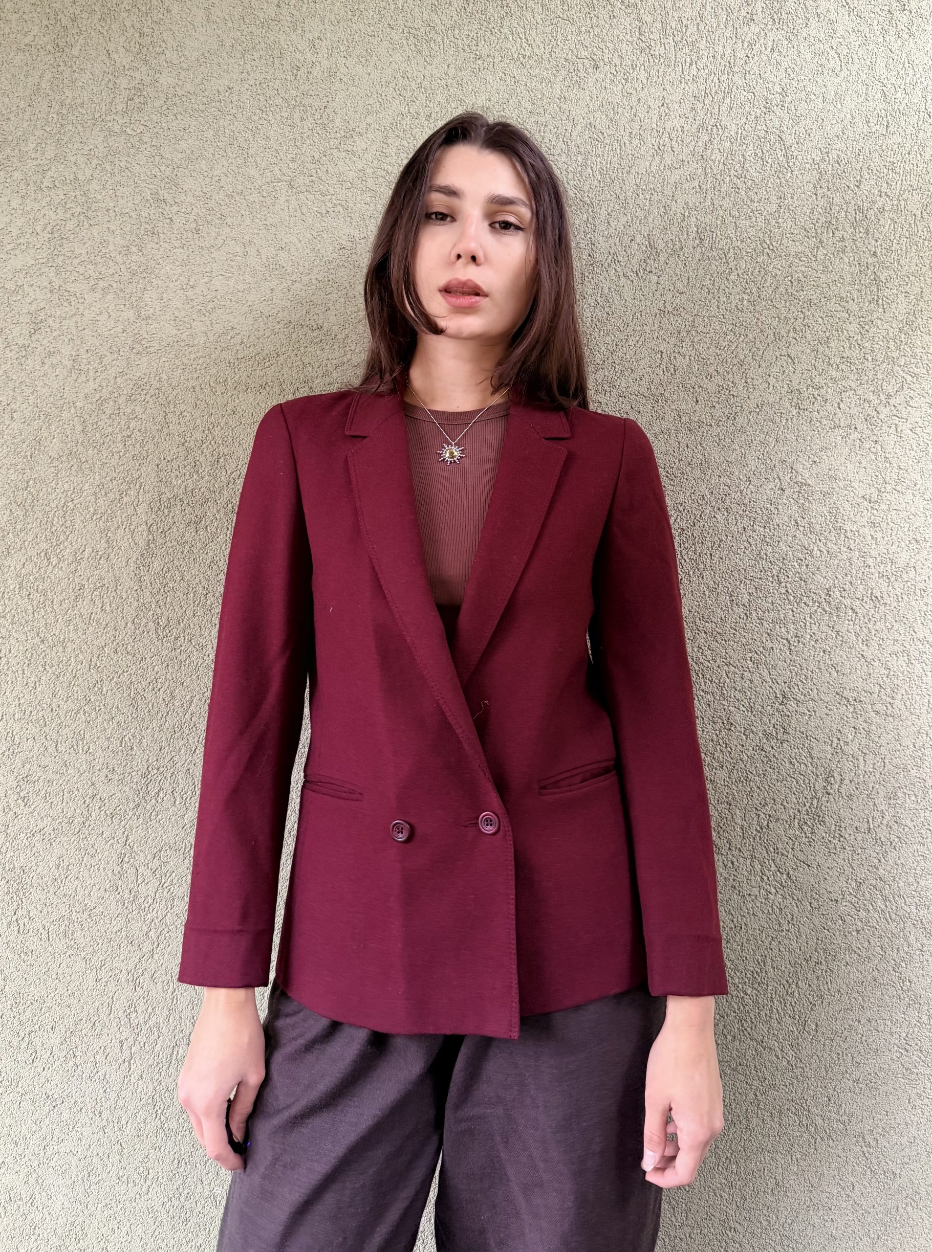 Vintage dwurzędowa marynarka z wełną XS - obrazek 7