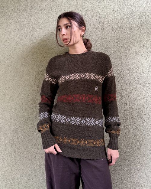 Vintage wełniany sweter we wzory S