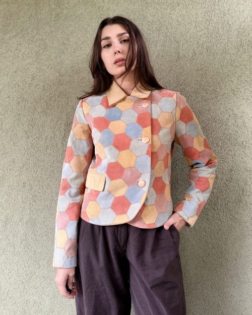 Vintage zamszowa kurtka patchwork S