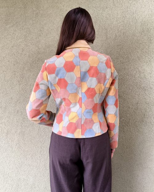 Vintage zamszowa kurtka patchwork S