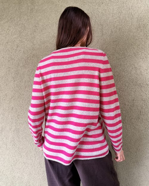 Miękki sweter 100%kaszmir w paski XL/XXL