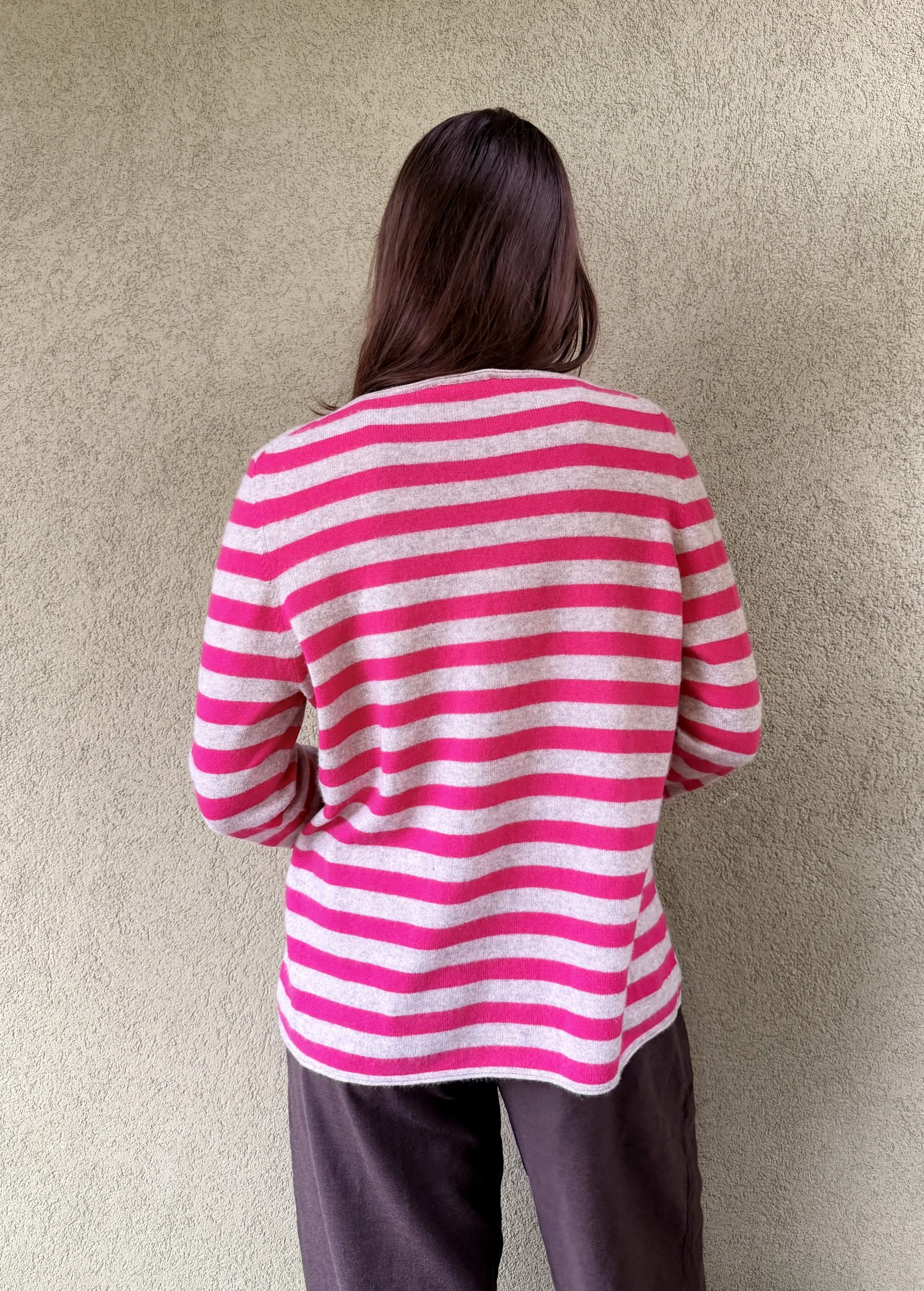 Miękki sweter 100%kaszmir w paski XL/XXL - obrazek 5