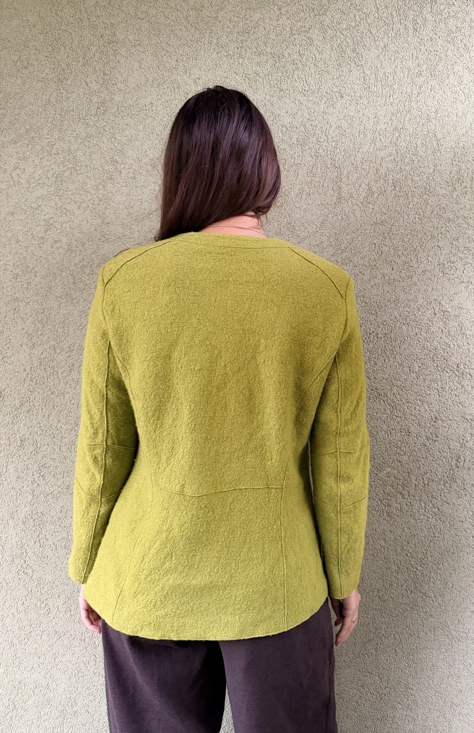 Vintage limonkowa marynarka wiskoza&wełna M - obrazek 2