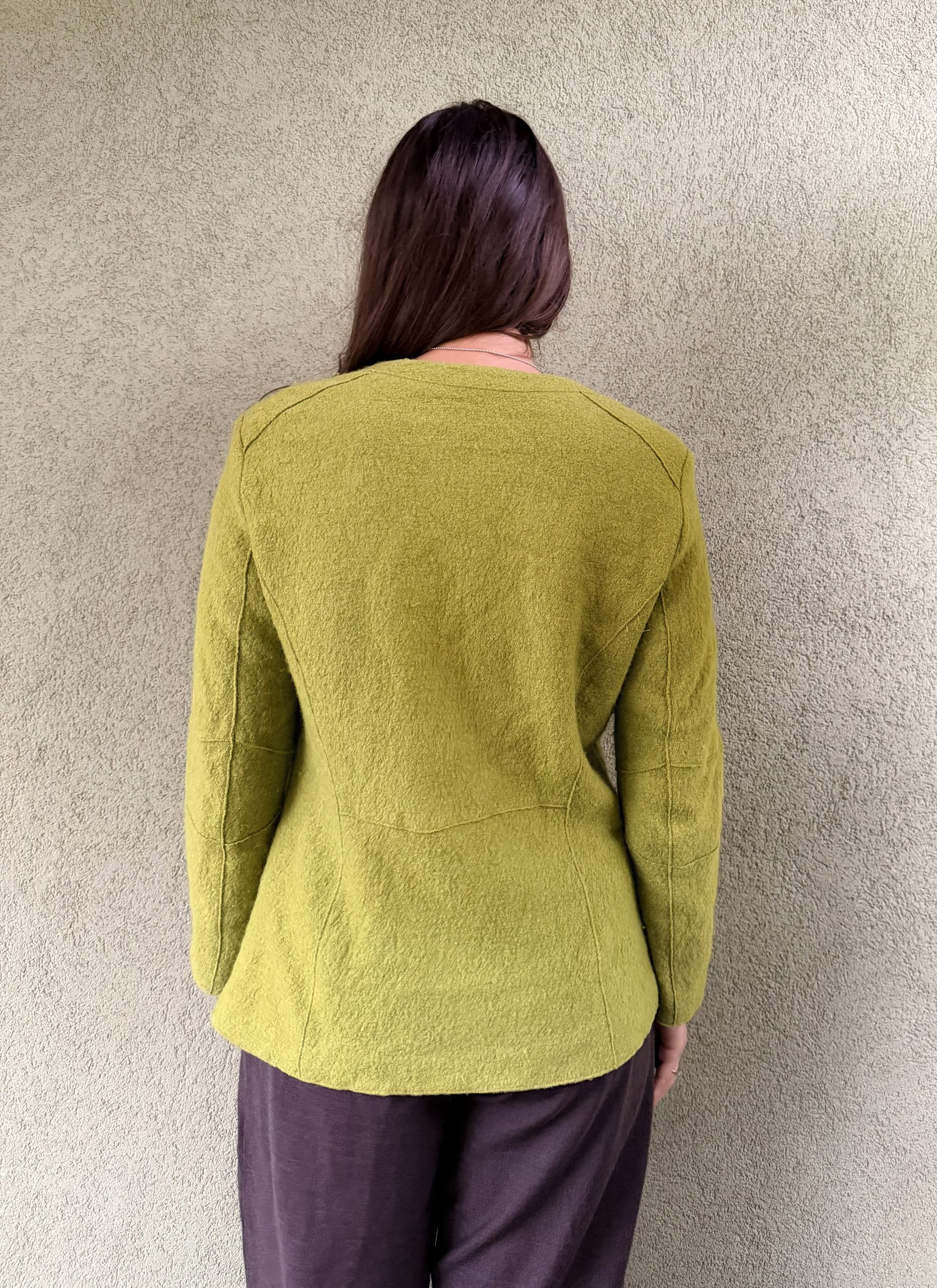 Vintage limonkowa marynarka wiskoza&wełna M - obrazek 5