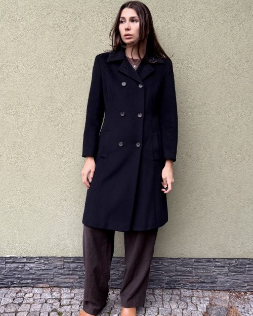 Vintage płaszcz dwurzędowy wełna & angora M/L